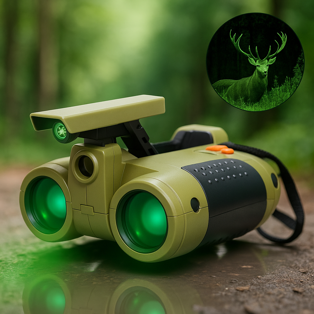Kids Night Vision Binoculars | 4x Magnification & Easy Focus | Shockproof Body & Adjustable Eyecups