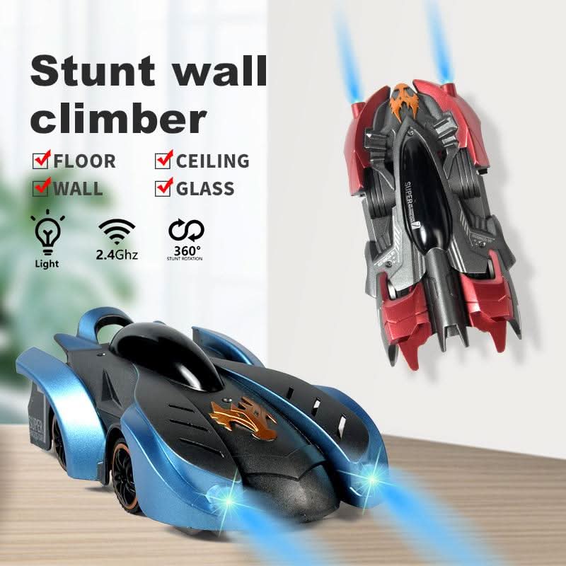 Kids Remote Control Stunt Car | Wall & Ceiling Climbing | 360° Stunts & LED Lights