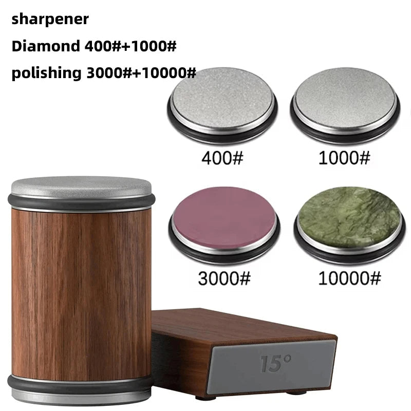 Kitchen Knife Sharpener | Dual-Angle Roller Design | Magnetic Holder Included | Space-Saving
