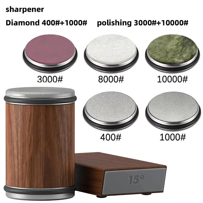 Kitchen Knife Sharpener | Dual-Angle Roller Design | Magnetic Holder Included | Space-Saving
