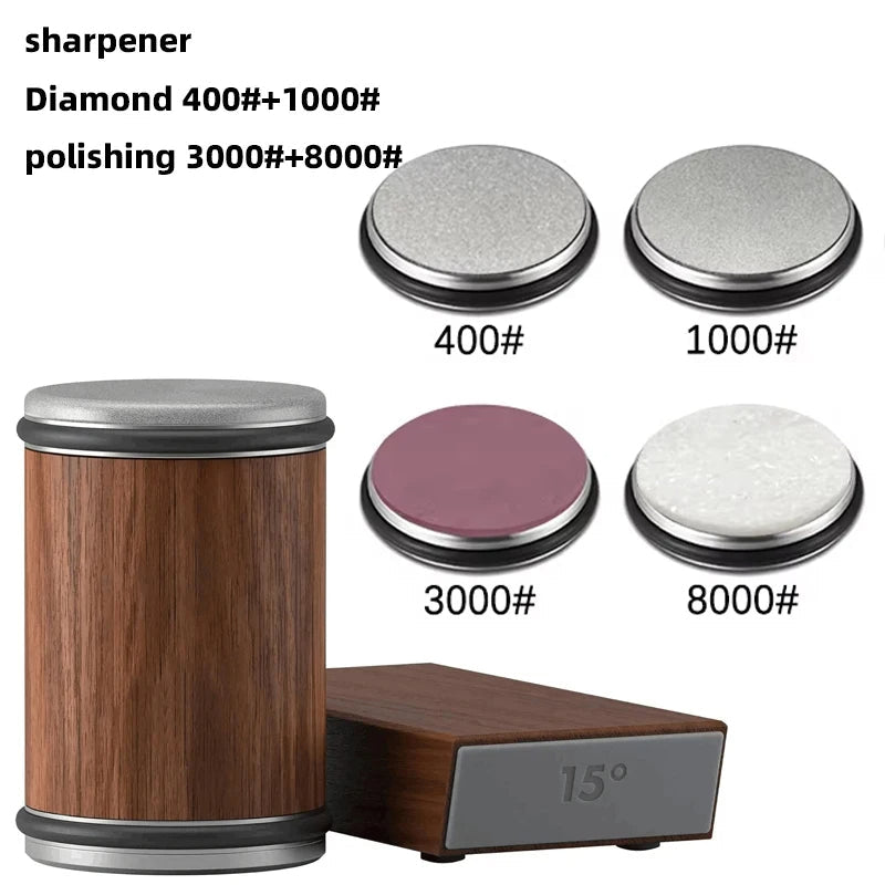 Kitchen Knife Sharpener | Dual-Angle Roller Design | Magnetic Holder Included | Space-Saving