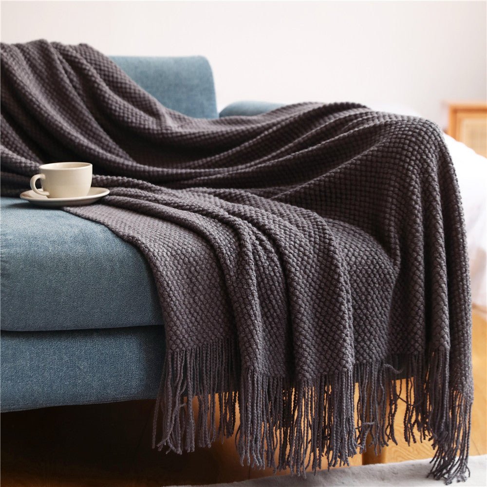 Knitted Throw Blanket | Nordic Design | Soft & Cozy Knit | Living Room & Bedroom