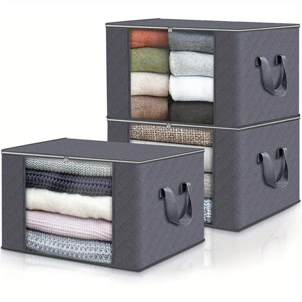 Large Foldable Clothes Storage Bag | Viewing Window | Double Zipper & Handles | 60×40×35cm