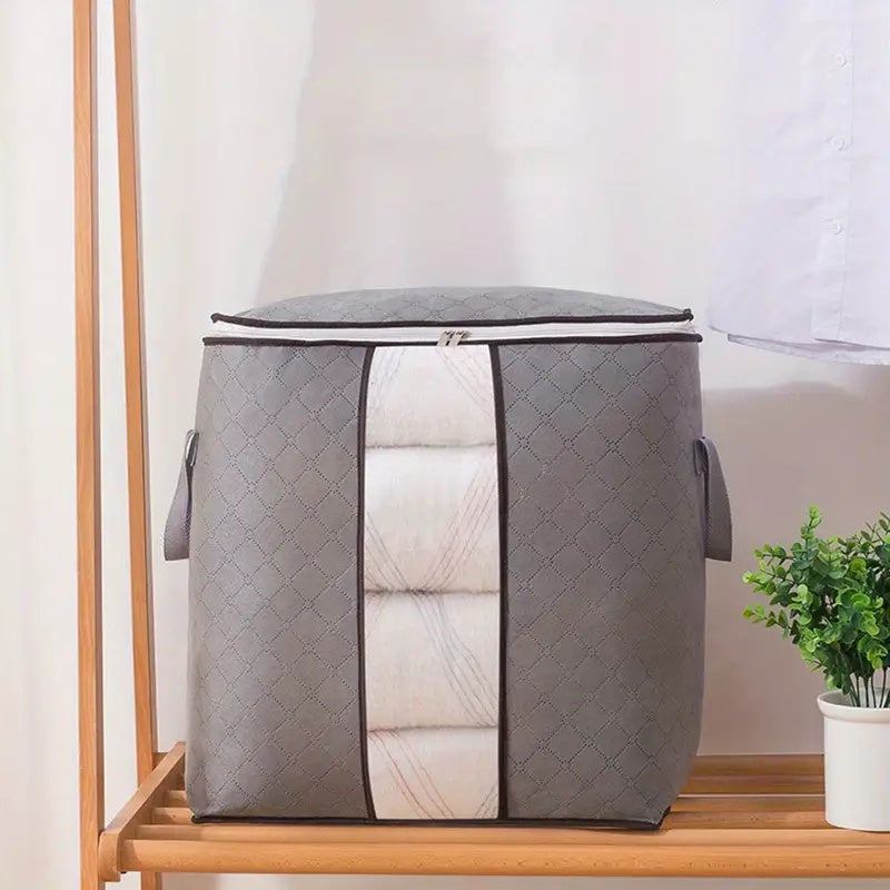 Large Foldable Clothes Storage Bag | Viewing Window | Double Zipper & Handles | 60×40×35cm