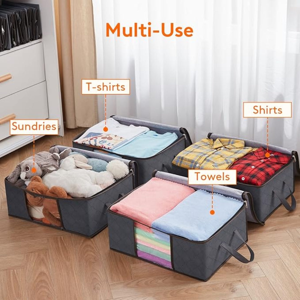 Large Foldable Clothes Storage Bag | Viewing Window | Double Zipper & Handles | 60×40×35cm