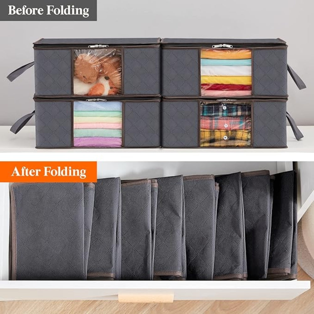 Large Foldable Clothes Storage Bag | Viewing Window | Double Zipper & Handles | 60×40×35cm