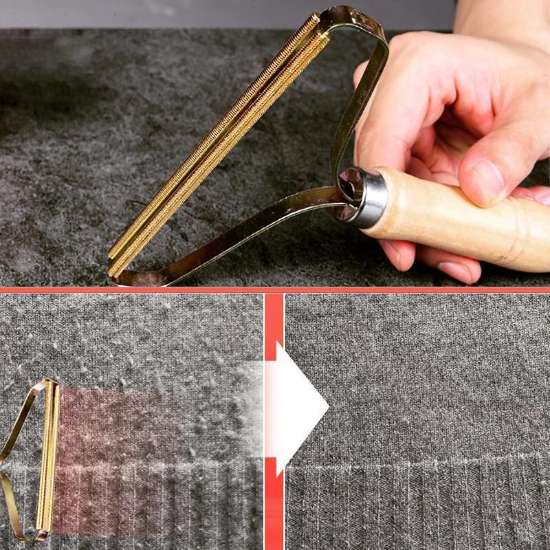 Lint Remover for Clothing & Upholstery | Copper Head & Wooden Handle | Gentle on Wool & Cashmere