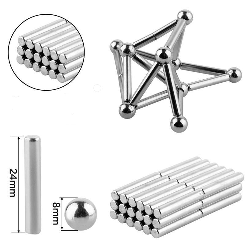 Magnetic Building Set | DIY Magnetic Sculpture Kit | Steel Balls & Magnetic Rods | Stress Relief