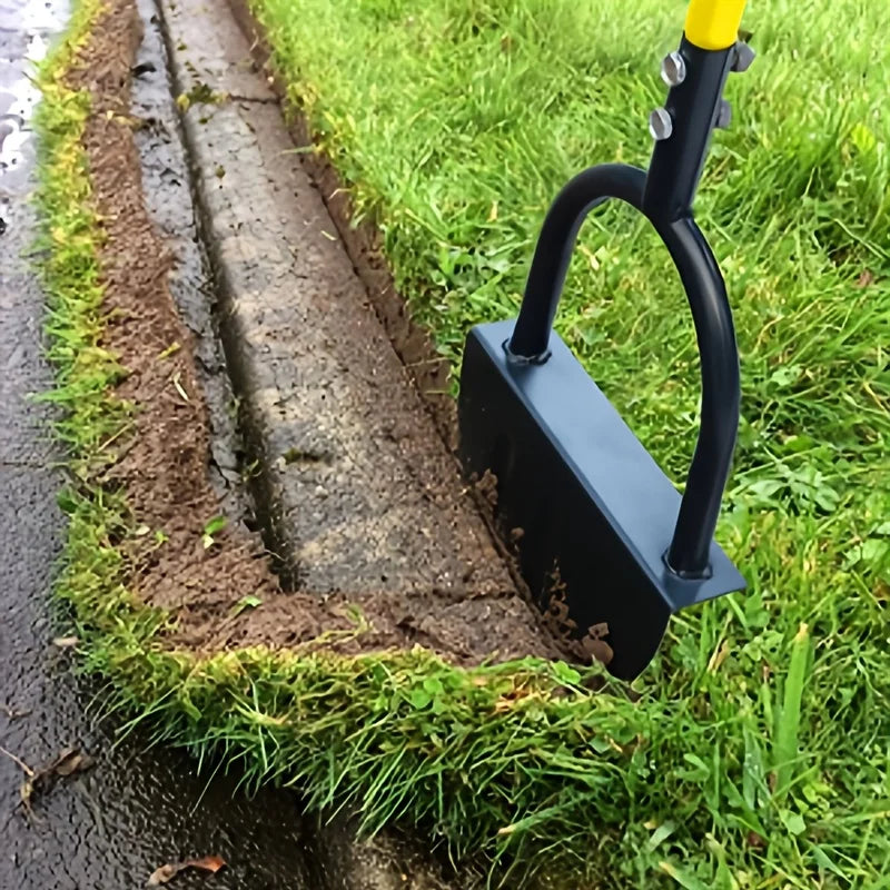 Manual Lawn Edger | Crescent Serrated Blade | Steel Head & Wooden Handle | Ergonomic Footrest