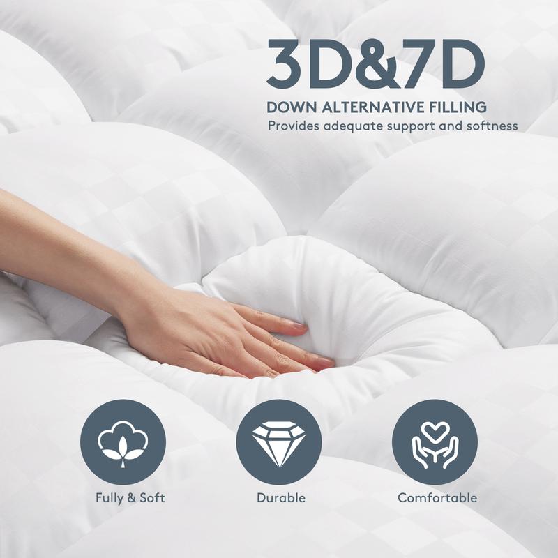 Mattress Topper | 1000GSM Plush Cooling Fill | Breathable Polyester Blend Cover