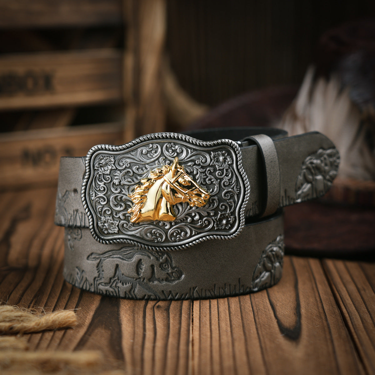 Men's Belt | Western-Inspired Vegan Leather | Durable Metal Buckle | All-Season Wear