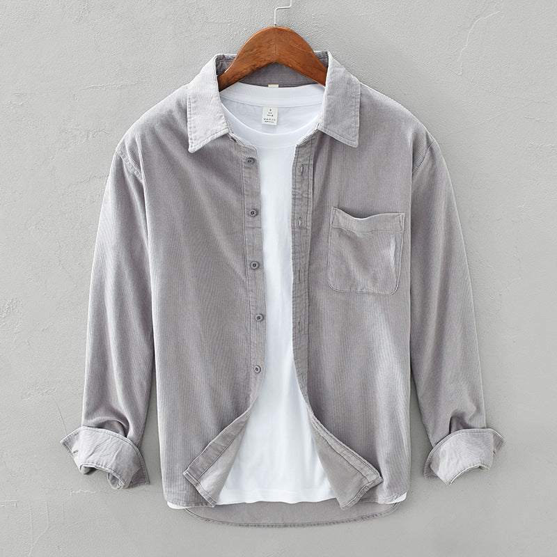 Men's Button-Up Shirt | Textured Corduroy | Chest Pocket | Comfortable Fit