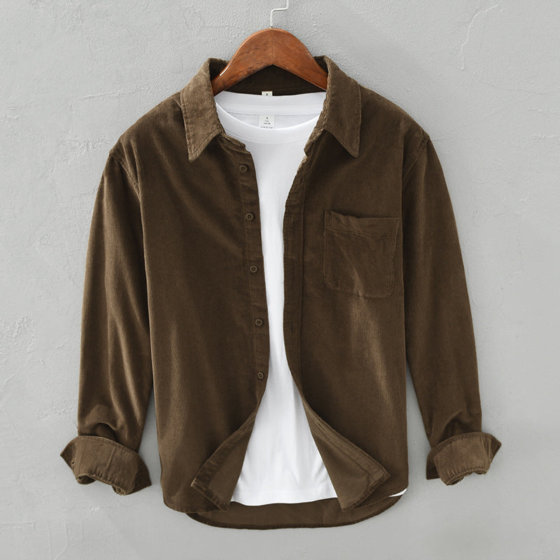 Men's Button-Up Shirt | Textured Corduroy | Chest Pocket | Comfortable Fit