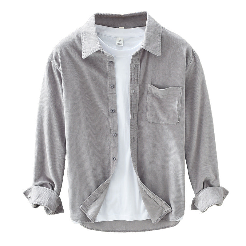 Men's Button-Up Shirt | Textured Corduroy | Chest Pocket | Comfortable Fit