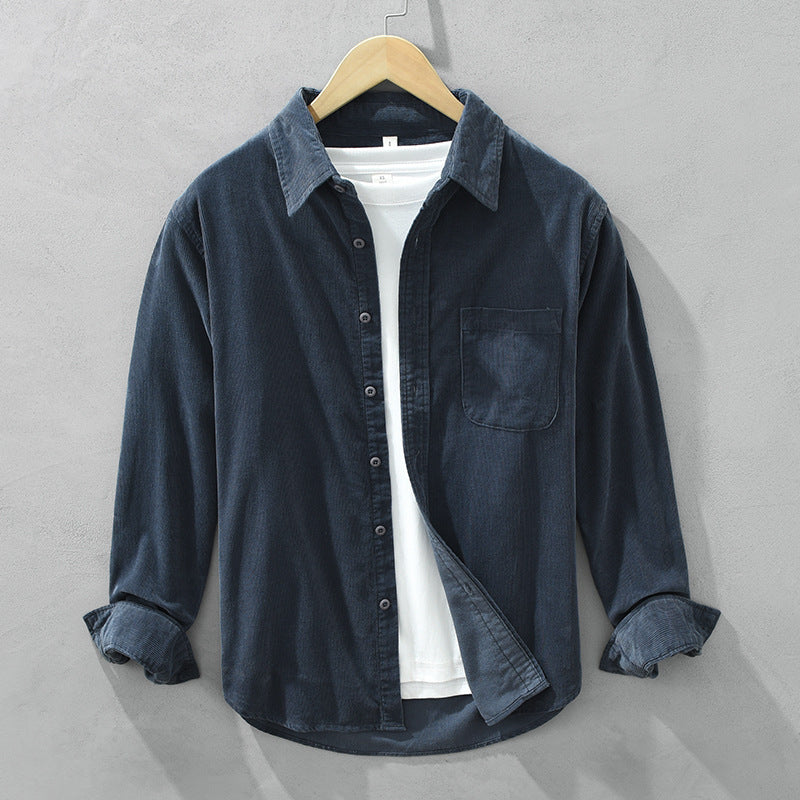 Men's Button-Up Shirt | Textured Corduroy | Chest Pocket | Comfortable Fit