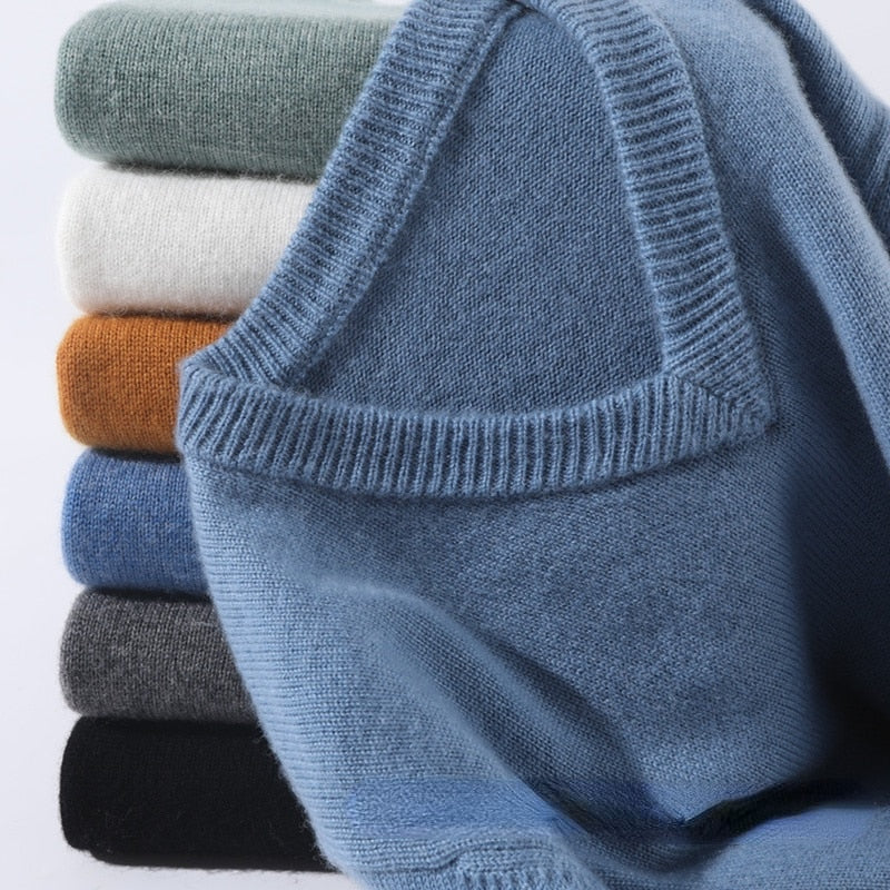 Men's Cashmere Sweater | Classic Crew & V-Neck | Soft & Durable | Comfortable Fit