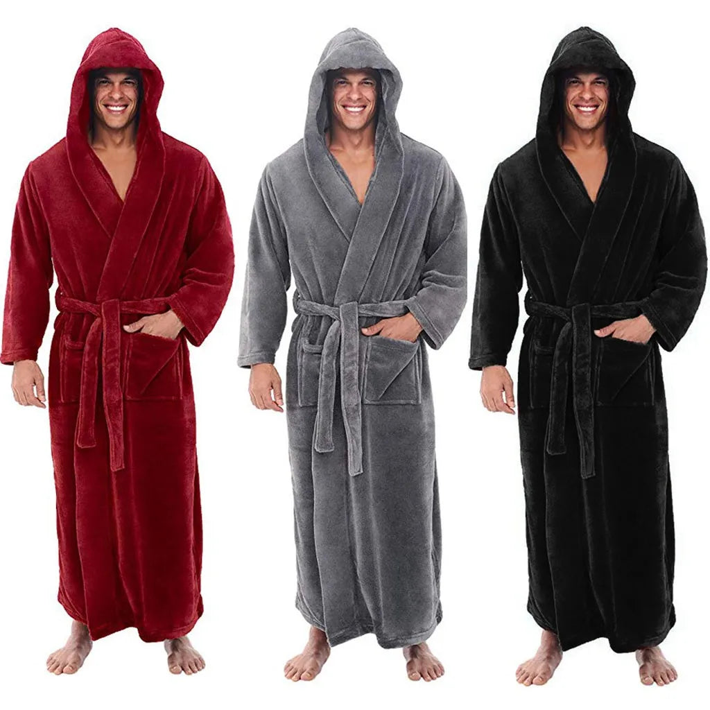 Men's Hooded Bathrobe | Soft Thick Plush | Machine Washable