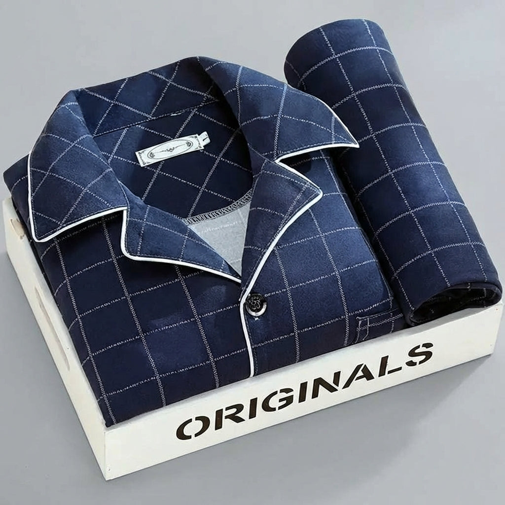 Men's Plaid Pajama Set | Button-Front Shirt | Breathable Soft Fabric | Comfortable Fit