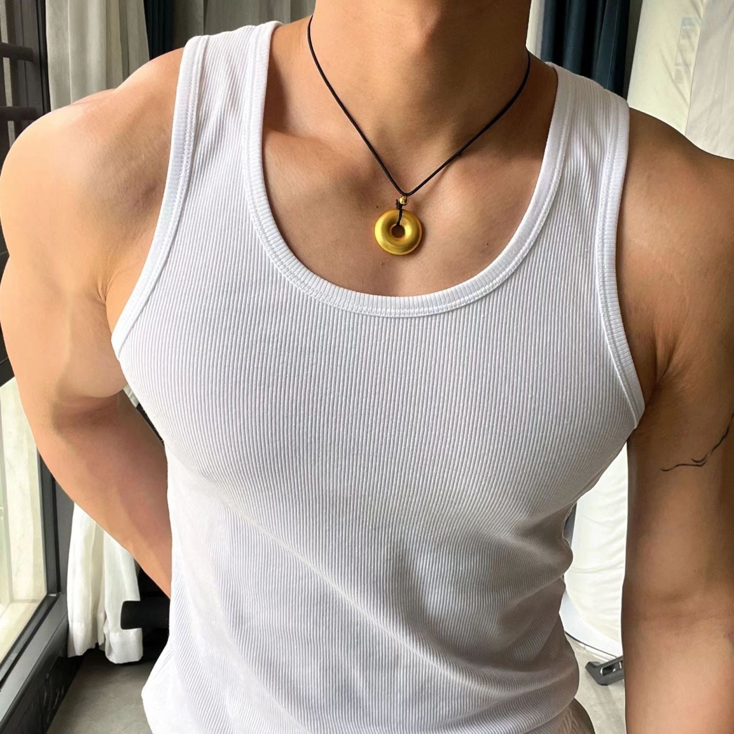 Men's Ribbed Tank Top | Breathable Lightweight Fabric | Sleeveless Summer Layer | Comfortable Fit