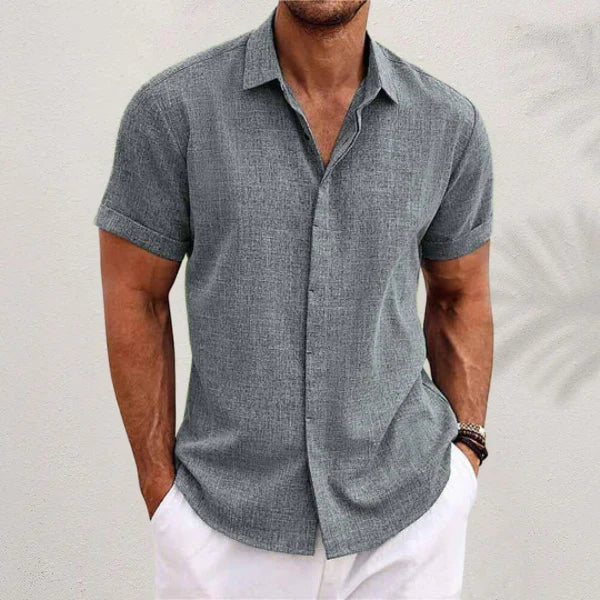 Men's Short-Sleeve Shirt | Breathable Cotton-Linen Blend | Lightweight Comfortable Fit