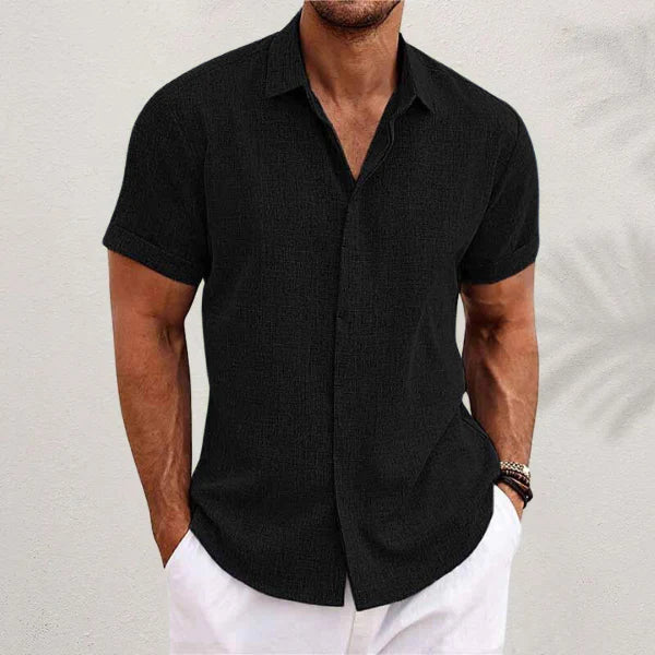 Men's Short-Sleeve Shirt | Breathable Cotton-Linen Blend | Lightweight Comfortable Fit