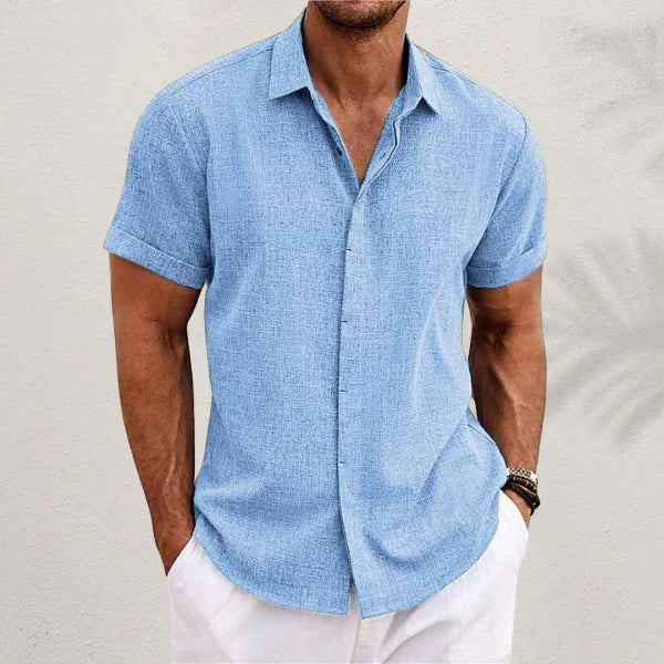 Men's Short-Sleeve Shirt | Breathable Cotton-Linen Blend | Lightweight Comfortable Fit