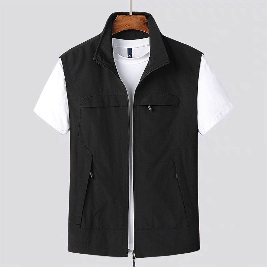 Men's Vest | Stand Collar Full-Zip | Breathable Quick-Dry Fabric | Lightweight