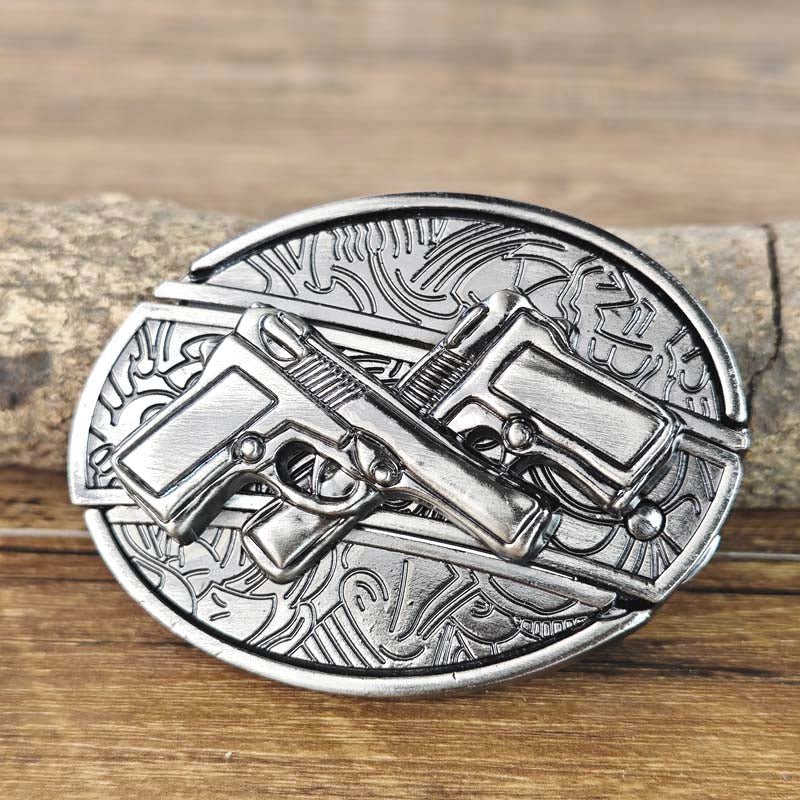Men's Western Belt Buckle | Oval Bull Skull Design | Concealed Pocket Knife | Everyday Carry
