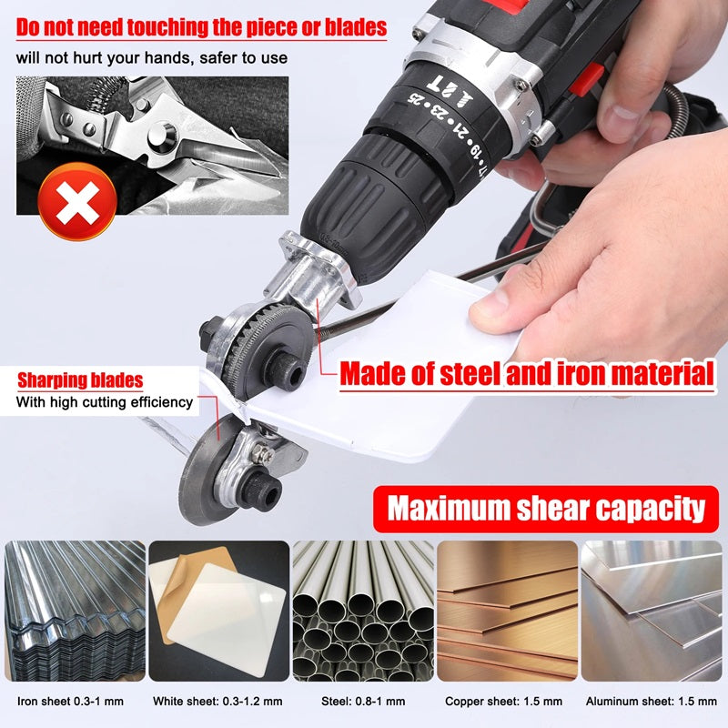Metal Cutting Attachment for Drill | Heavy-Duty Cutter | Hardened Steel Blades | Precise Alignment