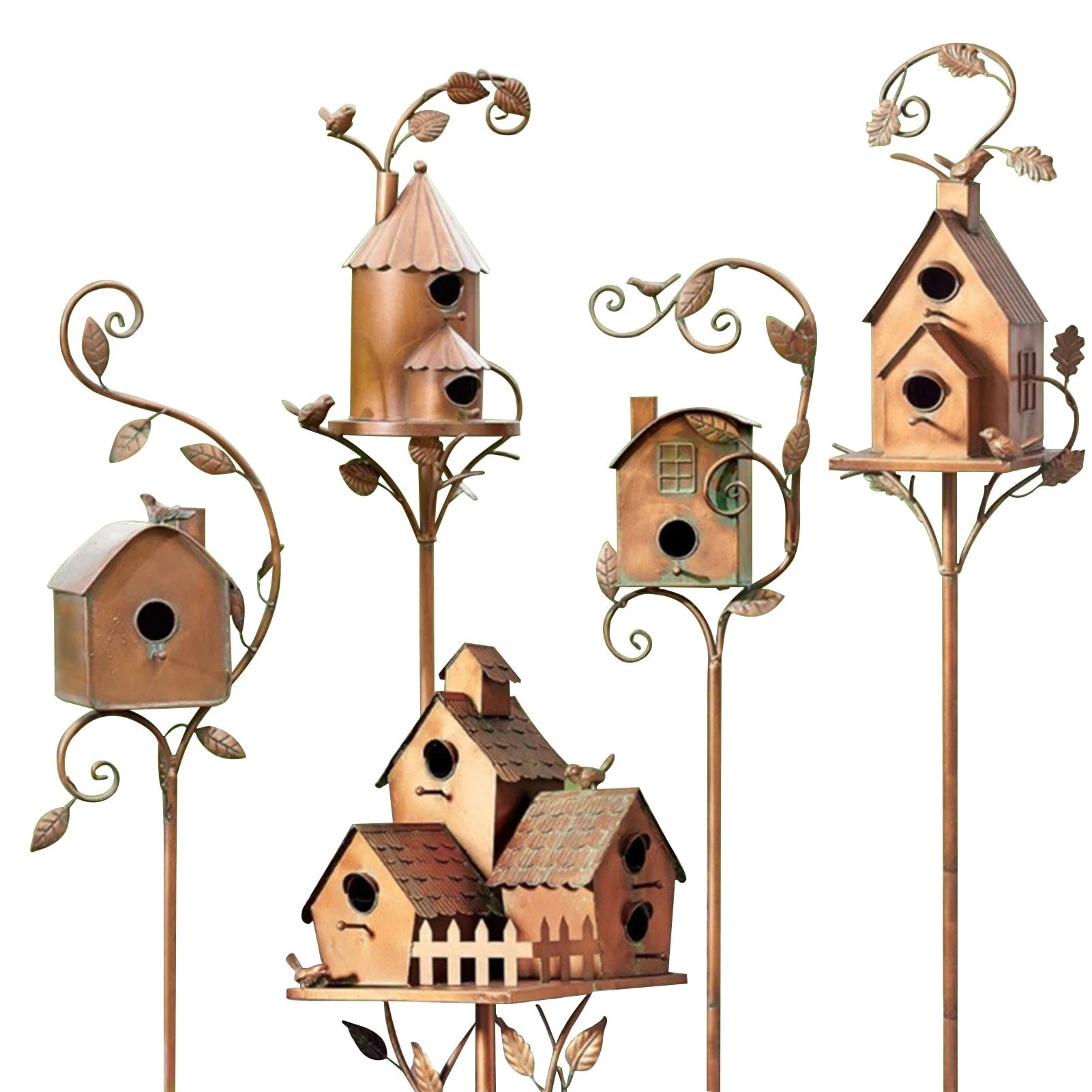 Metal Garden Stake Birdhouse | Artistic Decorative Design | 75 cm Ground Stake