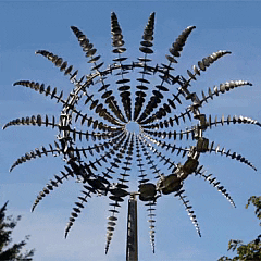Metal Garden Wind Spinner | Round Multi-Blade Kinetic | 31cm Diameter Telescopic Pole