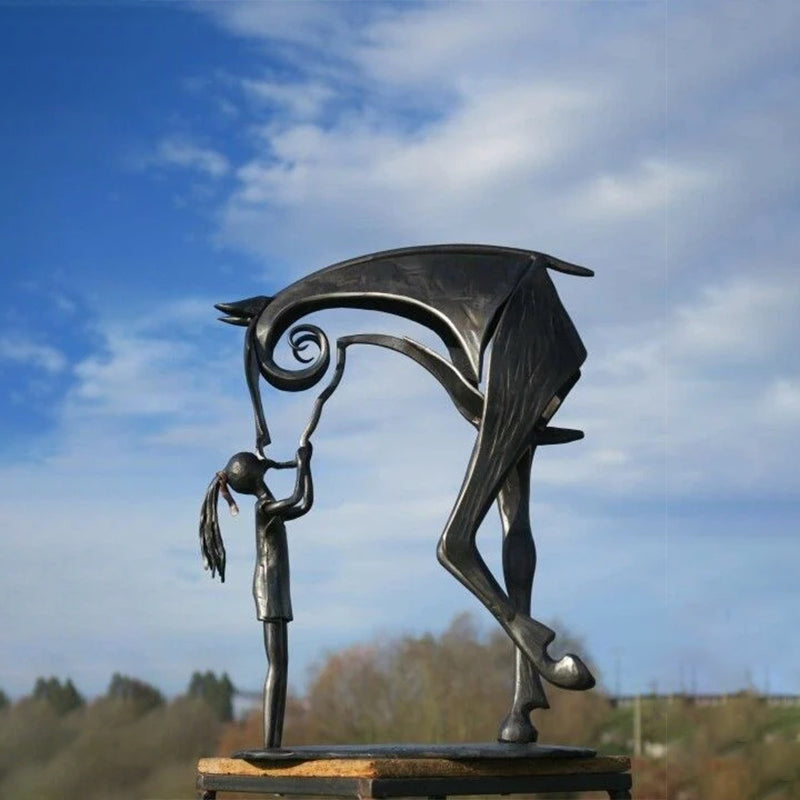 Metal Horse Sculpture | Handcrafted Rustic Bronze Finish | Weather-Resistant 20 × 20 cm