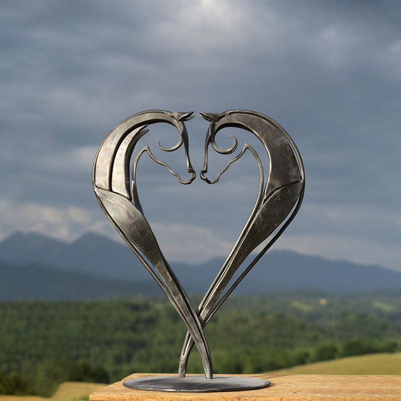 Metal Horse Sculpture | Handcrafted Rustic Bronze Finish | Weather-Resistant 20 × 20 cm