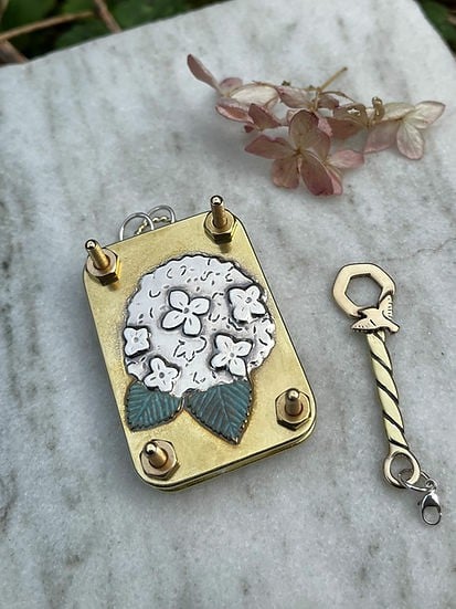 Mini Flower Press | Handcrafted Silver & Brass | 10 Reusable Blotter Sheets | Portable