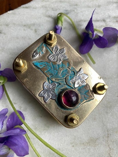 Mini Flower Press | Handcrafted Silver & Brass | 10 Reusable Blotter Sheets | Portable