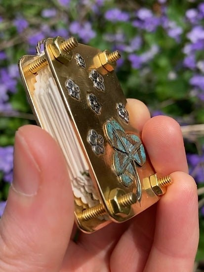 Mini Flower Press | Handcrafted Silver & Brass | 10 Reusable Blotter Sheets | Portable