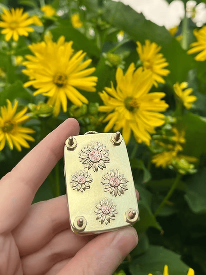 Mini Flower Press | Handcrafted Silver & Brass | 10 Reusable Blotter Sheets | Travel Size