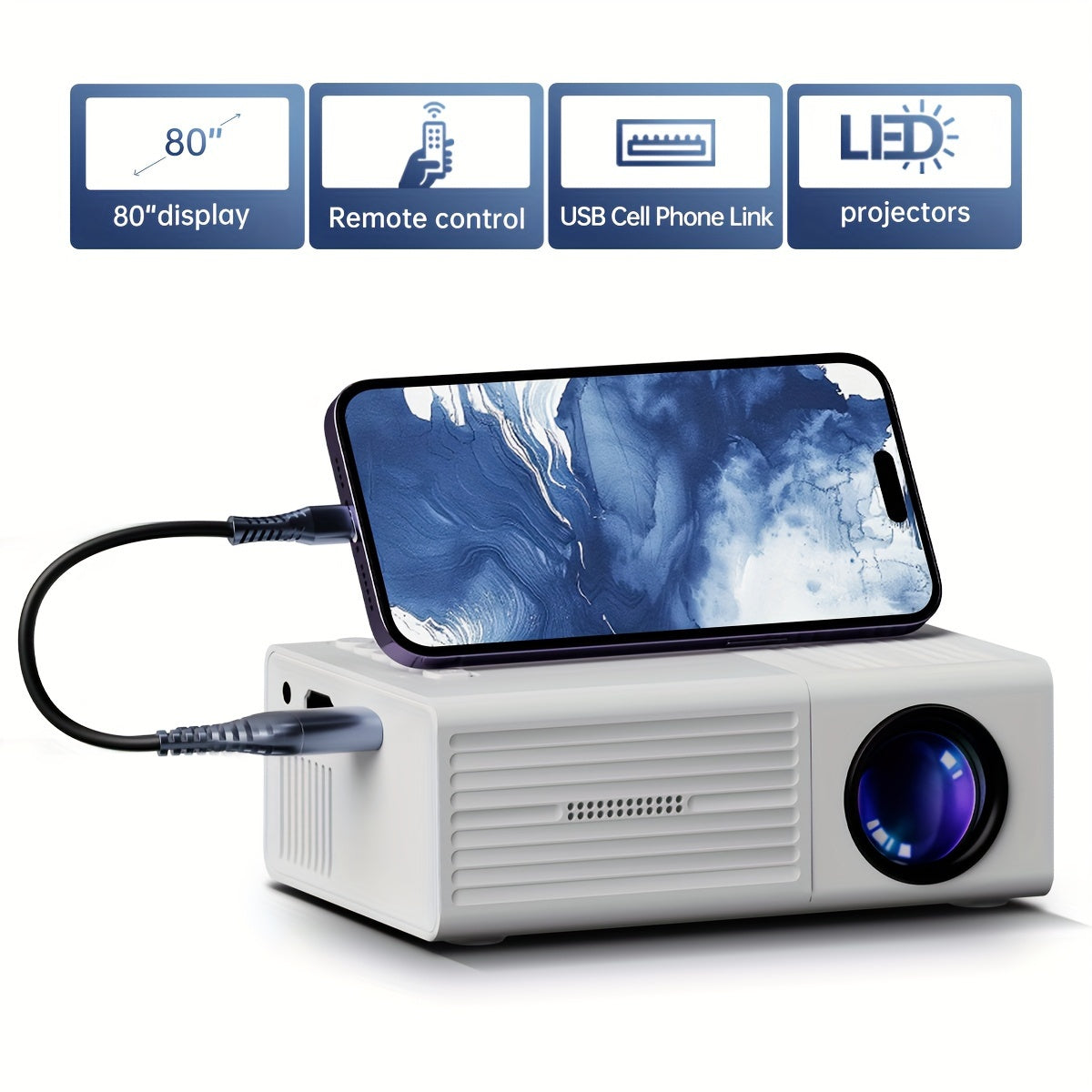 Mini Projector | Ultra-Bright 3000 Lumen | HDTV & USB Compatible | Home & Outdoor Cinema