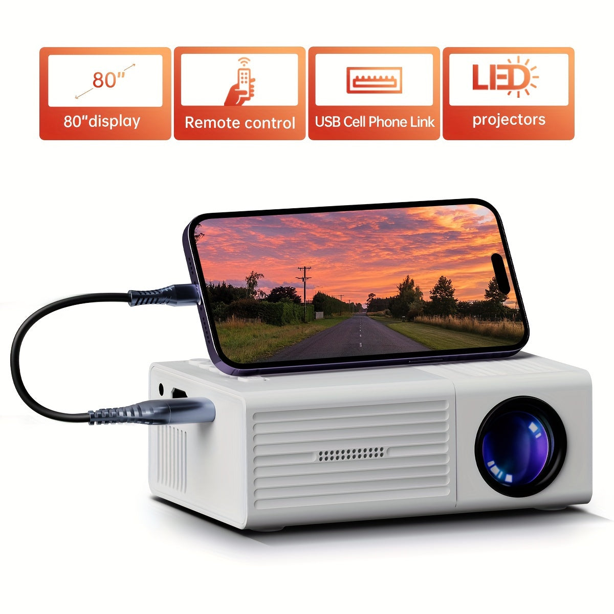 Mini Projector | Ultra-Bright 3000 Lumen | HDTV & USB Compatible | Home & Outdoor Cinema