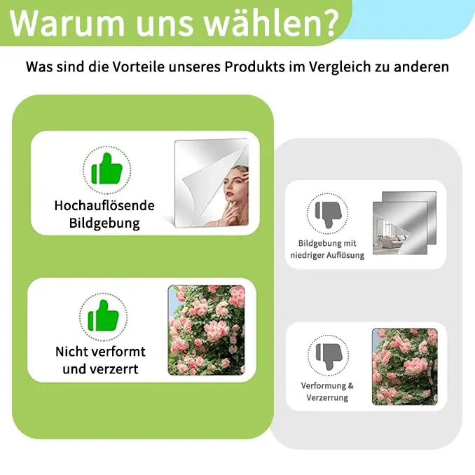Mirror Film | Ultra-Flexible Shatterproof Design | Self-Adhesive | Child-Safe