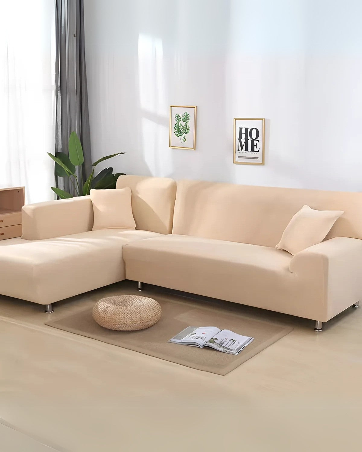 Modular Sectional Sofa Cover | Soft Stretch Polyester Blend | Fits 235-300 cm | Protects Furniture