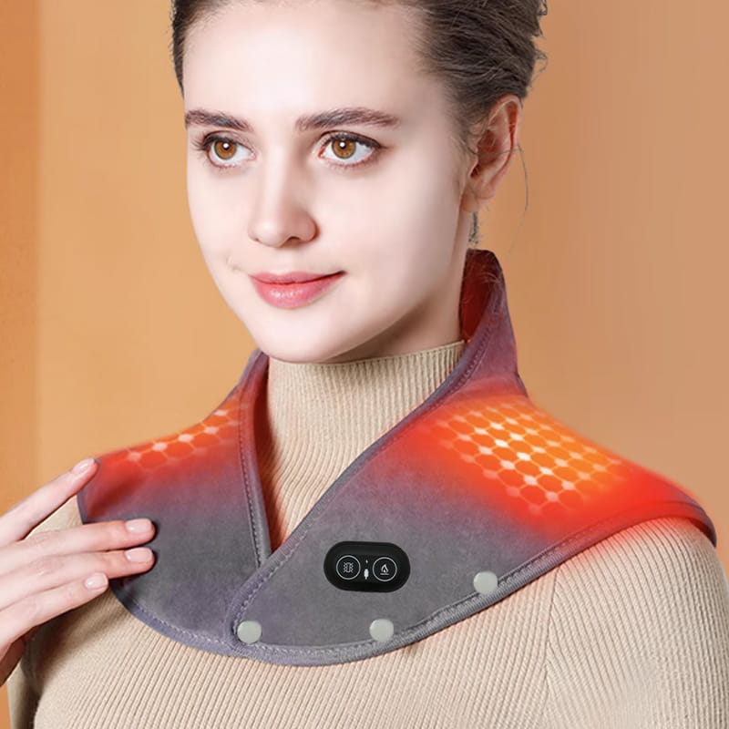 Neck & Shoulder Heating Pad | Heat & Vibration Massage | USB Powered, Auto Shutoff