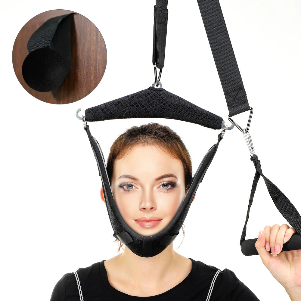 Neck Stretcher Device | Adjustable Door-Mounted Traction | Breathable Mesh & Velvet | Pain Relief