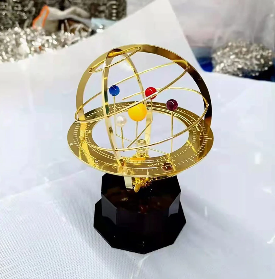 Orrery Model | Solar System Desktop Tower | Mechanical Orbital Movement | 7 in Height