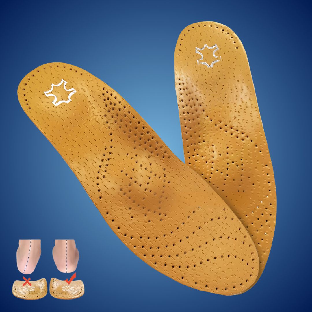 Orthopedic Leather Insole | Shock Absorption & Arch Support | Moisture-Wicking | Foot Pain Relief
