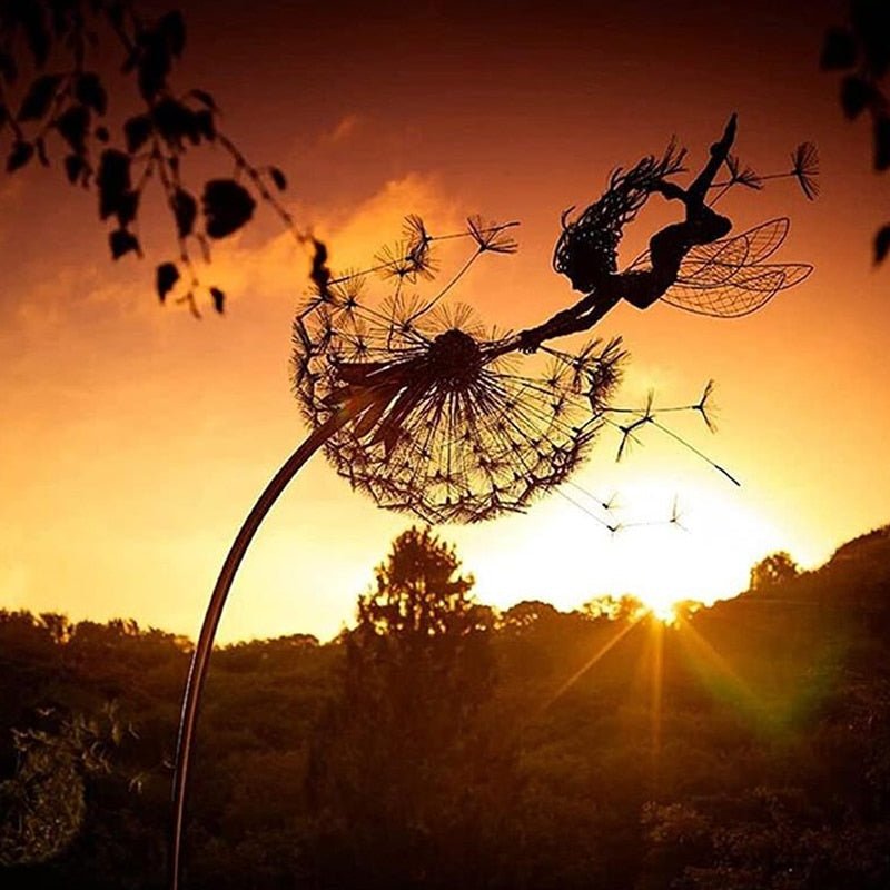 Outdoor Garden Stake | Dancing Fairy Wind Spinner | Metal Stem | 31.5 in Support Rod