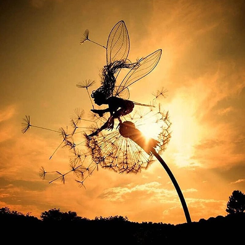 Outdoor Garden Stake | Dancing Fairy Wind Spinner | Metal Stem | 31.5 in Support Rod