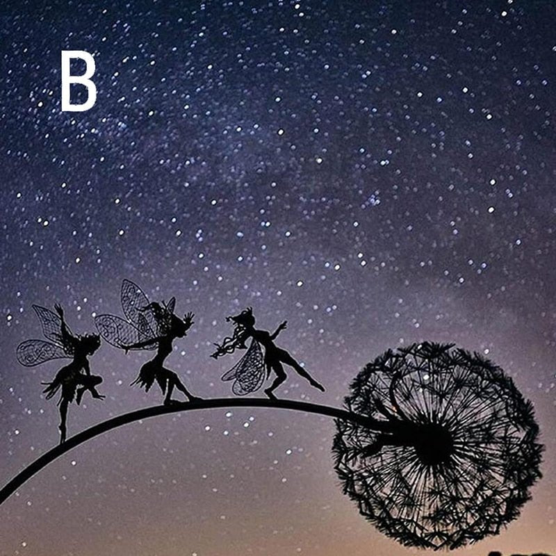Outdoor Garden Stake | Dancing Fairy Wind Spinner | Metal Stem | 31.5 in Support Rod