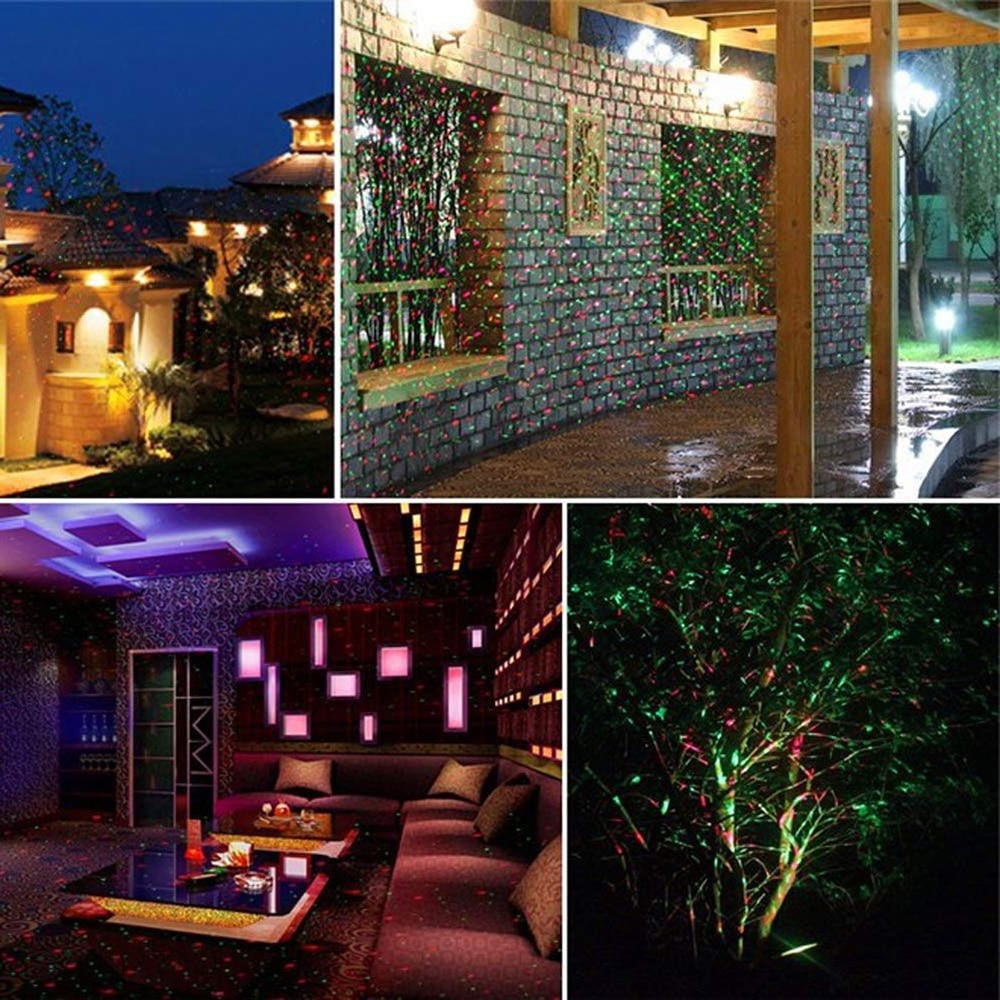 Outdoor Laser Projector | Red & Green Star Projection | Up to 5m Range | Stake & Mount Base
