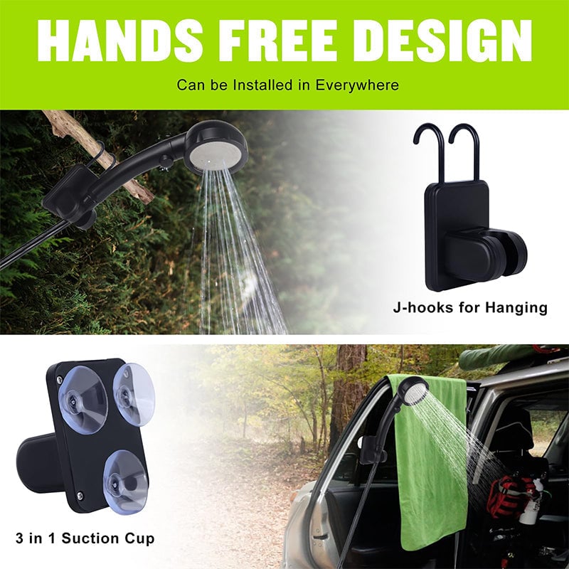 Outdoor Shower Pump | Portable Rechargeable with LED Display | Filtered Head & Adjustable Modes